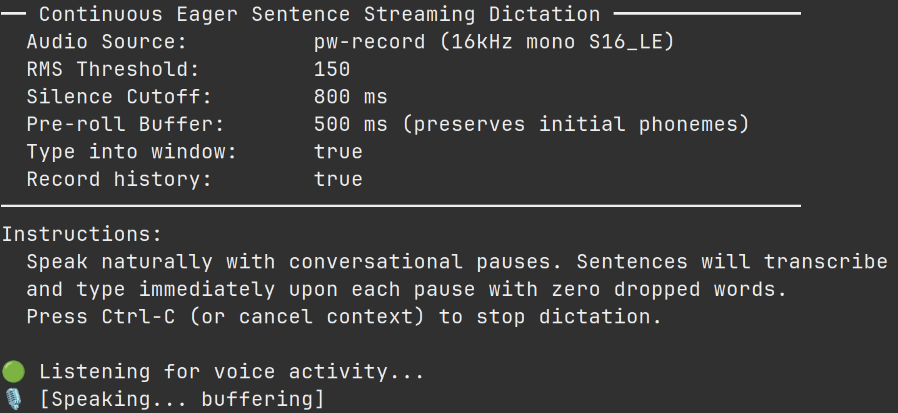 voxi eager sentence streaming typed live into a desktop app